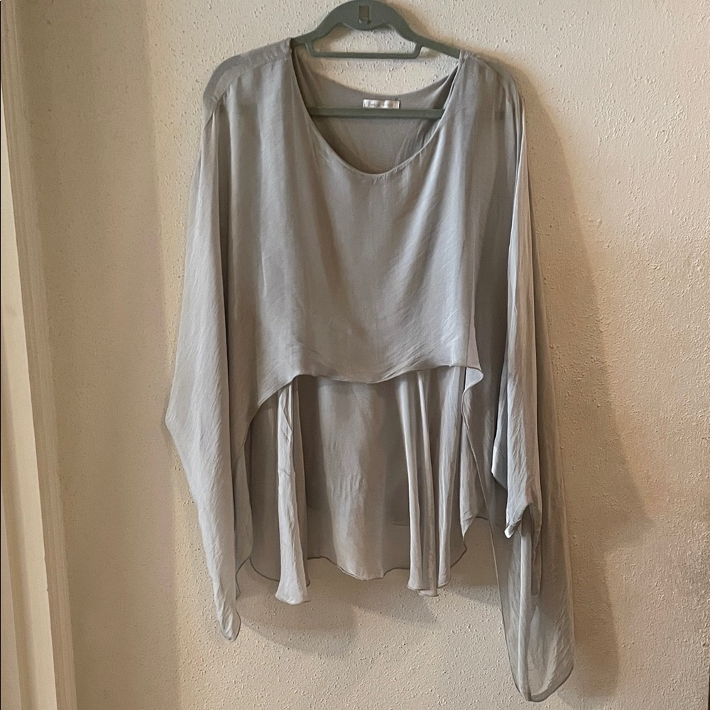 Chic Silver Women's Poncho Blouse